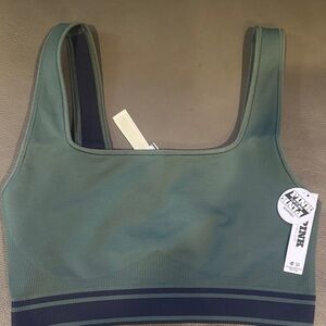 PINK Victoria's Secret Reversible Green and Blue seamless Square-Neck Sports Bra